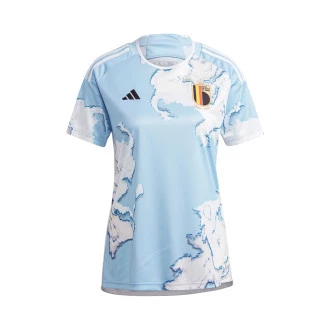 T-Shirt Belgique Deuxième Maillots Coupe du Monde Qatar 2022 Femmes Clear Sky
