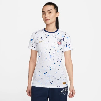 Camiseta Estados Unidos Primera Equipación Stadium Mundial Femenino 2023 Mujer White-Loyal Blue-Metallic Gold