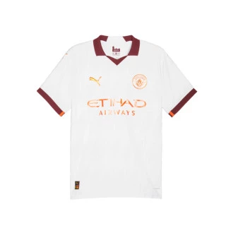 Camiseta Manchester City Segunda Equipación Authentic 2023-2024 White-Aubergine