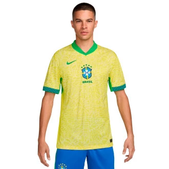 T-Shirt Brésil Maillot Domicile Copa América 2024 Dynamic Yellow-Lemon Chiffon-Green Spark