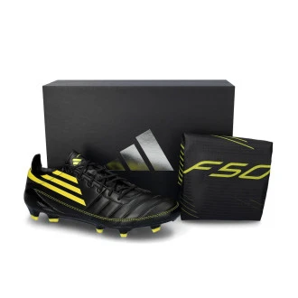 Chaussure de football F50 Elite Leather FG 2010 Core Black-Yellow-Utility Yellow