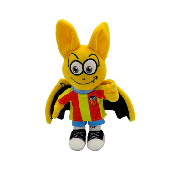 Peluche Mascotte Valencia CF – 20 Cm, T-shirt Blanc, Avec Cordon, Très Douce