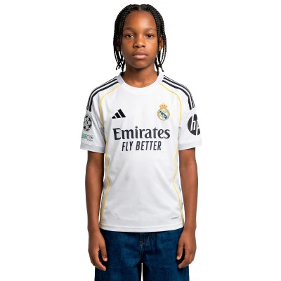 Maillot Real Madrid Première Kits 2025-2026 Enfant Vini jr + Patch