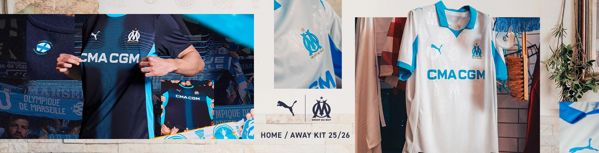 puma o.marsella home & away kit 25 26